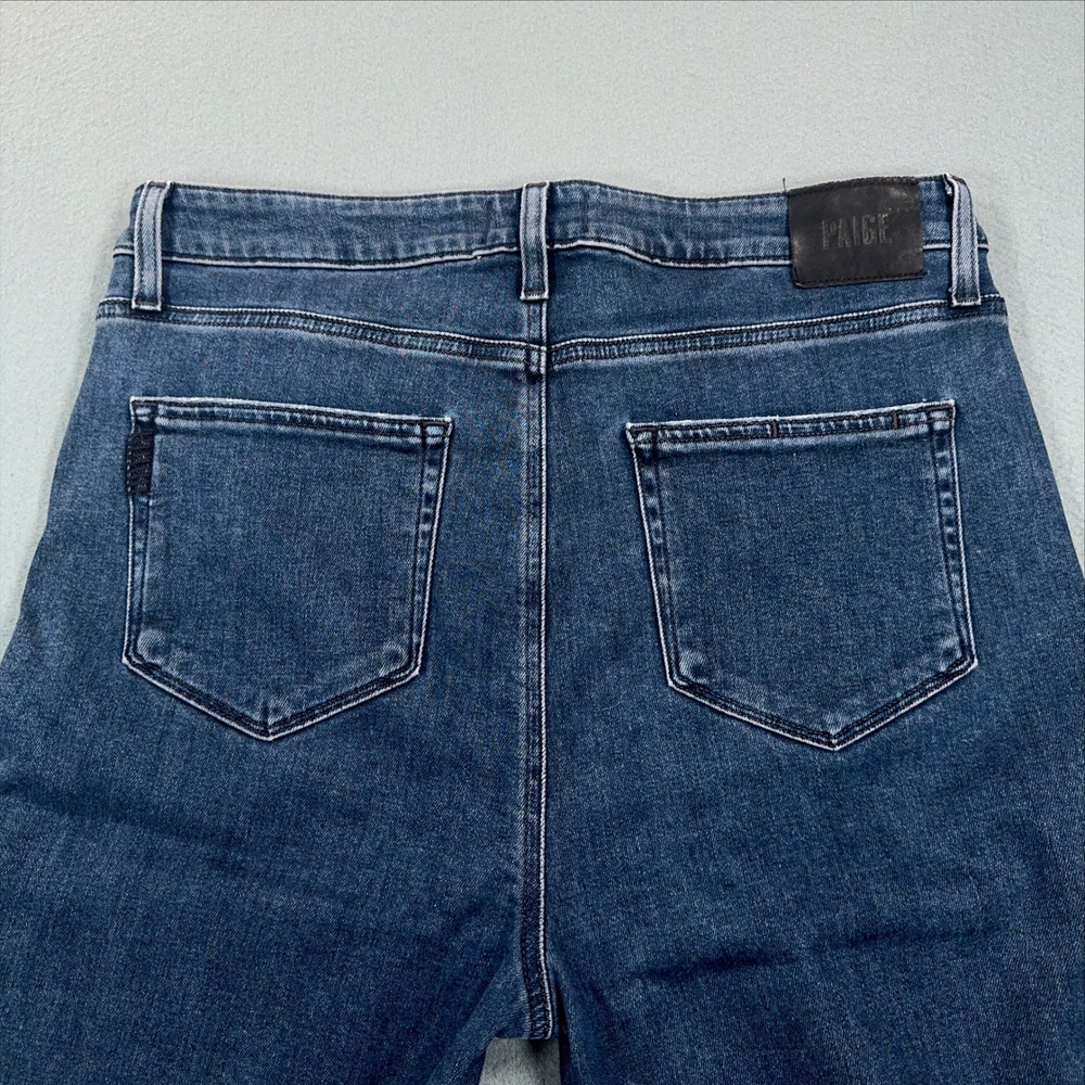 Paige Dark Wash Flare Jeans High Rise Stretch Denim Size 32